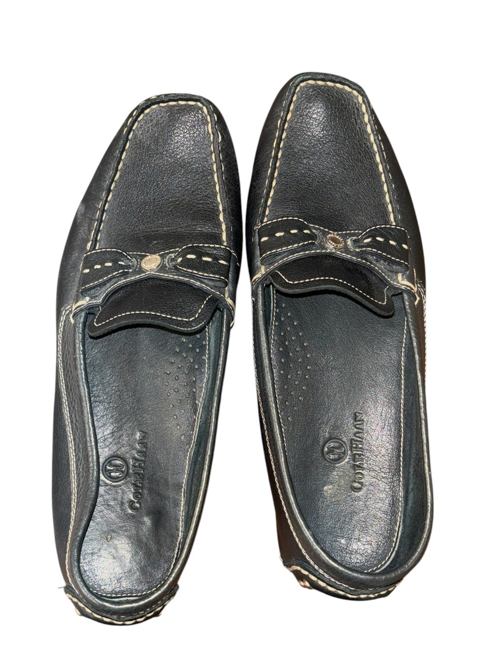 Cole Haan Vintage Women’s Silver Leather Slip On Penny Loafer Shoes Size 6